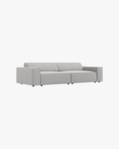 CANAPEA CU 3 LOCURI JODIE, 204X99 CM, ADANCIME SCAUN 62 CM, GRI DESCHIS, TAPITAT CU TAPITERIE DIN TEXTIL STRUCTURAT MEGAN, MICADONI - Img 2