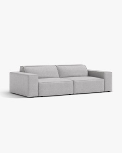 CANAPEA CU 3 LOCURI JODIE, 204X99 CM, ADANCIME SCAUN 62 CM, GRI DESCHIS, TAPITAT CU TAPITERIE DIN TEXTIL BOUCLE BALOO, MICADONI - Img 2