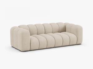 CANAPEA CU 3 LOCURI LUPIN 228, BEJ, CU TAPITERIE DIN TEXTIL BOUCLE BALOO, MICADONI - Img 2