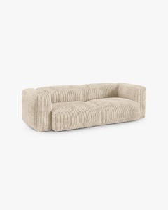 CANAPEA CU 3 LOCURI MARTINA, 120X184 CM, ADANCIME SCAUN 90 CM, BEJ DESCHIS, TAPITAT CU TAPITERIE DIN TEXTIL STRUCTURAT BOSTON, MICADONI - Img 2