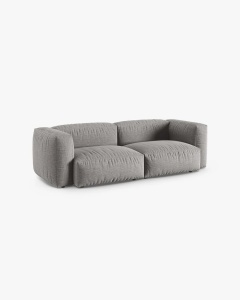 CANAPEA CU 3 LOCURI MARTINA, 120X184 CM, ADANCIME SCAUN 90 CM, GRI DESCHIS, TAPITAT CU TAPITERIE DIN TEXTIL STRUCTURAT BOSTON, MICADONI - Img 2