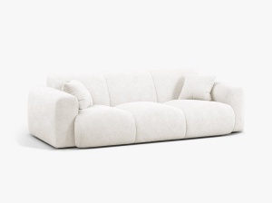 CANAPEA CU 3 LOCURI, MOLINO, 235 CM, ALB, CU TAPITERIE DIN TEXTIL BOUCLE BALOO, MICADONI - Img 2