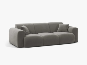 CANAPEA CU 3 LOCURI, MOLINO, 235 CM, GRI, CU TAPITERIE DIN TEXTIL CATIFEA VELVET CASINO, MICADONI - Img 2