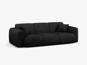 CANAPEA CU 3 LOCURI, MOLINO, 235 CM, NEGRU, CU TAPITERIE DIN TEXTIL CHENILLE REBEL, MICADONI - Img 2