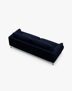 CANAPEA CU 3 LOCURI, NAOMI, ALBASTRU ROYAL, 200X95 CM, TAPITAT CU TAPITERIE DIN TEXTIL CATIFEA SALVADOR, MICADONI - Img 3