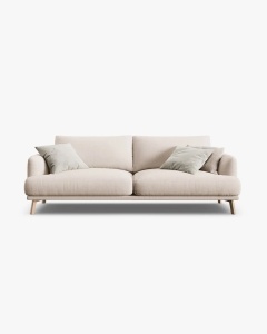 CANAPEA CU 3 LOCURI, NAOMI, BEJ, 200X95 CM, TAPITAT CU TAPITERIE DIN TEXTIL STRUCTURAT LIBERTY, MICADONI
