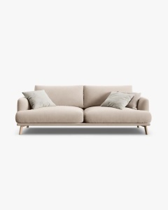 CANAPEA CU 3 LOCURI, NAOMI, BEJ, 200X95 CM, TAPITAT CU TAPITERIE DIN TEXTIL CATIFEA SALVADOR, MICADONI