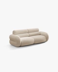 CANAPEA CU 3 LOCURI, NEO, BEJ, 220X100 CM, TAPITAT CU TAPITERIE DIN TEXTIL BOUCLE BALOO, MICADONI - Img 2