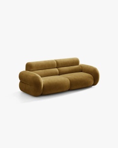 CANAPEA CU 3 LOCURI, NEO, GALBEN MUSTAR, 220X100 CM, TAPITAT CU TAPITERIE DIN TEXTIL CHENILLE GOLD, MICADONI - Img 2