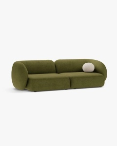 CANAPEA CU 4 LOCURI KATE, VERDE MASLINIU INCHIS, 243X99 CM, TAPITAT CU TAPITERIE DIN TEXTIL BOUCLE BALOO, MICADONI - Img 2