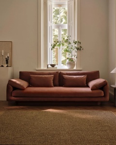 CANAPEA CU 4 LOCURI, TORINO, 250X103, MARO-ROSU CALD, CU TAPITERIE DIN TEXTIL CATIFEA CASINO, MICADONI