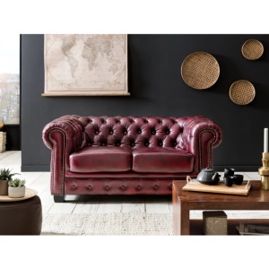 CANAPEA DE LUX CHESTERFIELD HEREFORD 268CM, 4 LOCURI, DIN PIELE NATURALA, CULOARE ROSU ANTIC, ARTIM SELECTION - Img 5