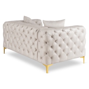 CANAPEA DEOSEBITA 2 LOCURI, ARTIM MEBLE, MATERIAL TEXTIL( CATIFEA) SI SUPORT METALIC, CULOARE CREM/AURIU, STIL MODERN - Img 4