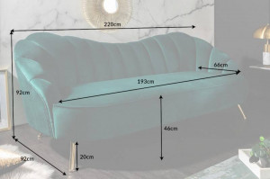 CANAPEA DEOSEBITA, 220CM, CATIFEA TURCOAZ, DESIGN RETRO, ARTIM GROUP SELECTION - Img 4