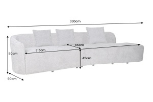 CANAPEA DEOSEBITA, ATELIER L 330CM, MATERIAL BOUCLE GRI, ARTIM GROUP SELECTION - Img 3