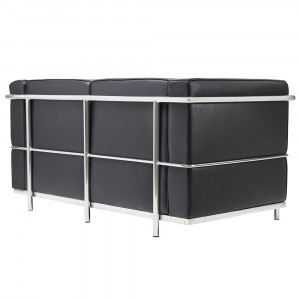 CANAPEA DUBLA NEAGRA DIN PIELE NATURALA SOFT LC2 STIL MODERN - Img 2