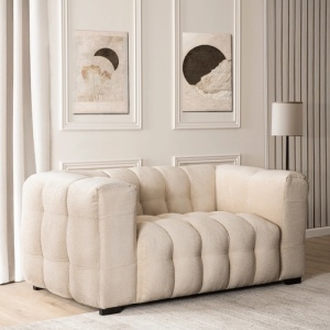 CANAPEA ELEGANTA 2 LOCURI, ARTIM MEBLE, MATERIAL TEXTIL SI LEMN, CULOARE CREM, STIL MODERN