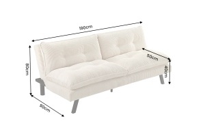 CANAPEA EXTENSIBILA COCO 190CM, 3 LOCURI, REALIZATA DIN LEMN SI CATIFEA RAIATA, DE CULOARE BEJ, ARTIM GROUP - Img 4