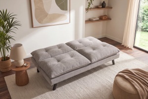 CANAPEA EXTENSIBILA COCO 190CM, 3 LOCURI, REALIZATA DIN LEMN SI CATIFEA, DE CULOARE BEJ, ARTIM GROUP - Img 3