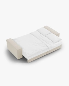 CANAPEA EXTENSIBILA CU 3 LOCURI, JODIE, 107X472 CM, ADANCIME SCAUN 62 CM, BEJ INCHIS, TAPITAT CU TAPITERIE DIN TEXTIL CATIFEA BLUVEL, MICADONI - Img 2