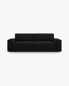 CANAPEA EXTENSIBILA CU 3 LOCURI, JODIE, 107X472 CM, ADANCIME SCAUN 62 CM, NEGRU, TAPITAT CU TAPITERIE DIN TEXTIL STRUCTURAT MEGAN, MICADONI