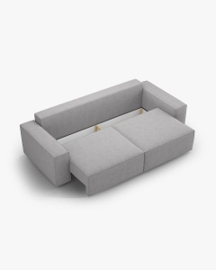 CANAPEA EXTENSIBILA CU 3 LOCURI, JODIE, 107X472 CM, ADANCIME SCAUN 62 CM, GRI DESCHIS, TAPITAT CU TAPITERIE DIN TEXTIL BOUCLE BALOO, MICADONI - Img 5