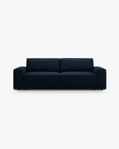 CANAPEA EXTENSIBILA CU 3 LOCURI, JODIE, 107X472 CM, ADANCIME SCAUN 62 CM, ALBASTRU INCHIS, TAPITAT CU TAPITERIE DIN TEXTIL BOUCLE BALOO, MICADONI