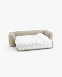 CANAPEA EXTENSIBILA, CU 3 LOCURI, MARTINA, BEJ DESCHIS, 264 CM, CU TAPITERIE DIN TEXTIL STRUCTURAT BOSTON, MICADONI - Img 4