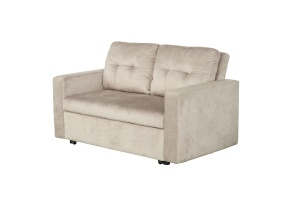 CANAPEA EXTENSIBILA DE APARTAMENT, SMART 140CM, 2 LOCURI, DIN LEMN SI MATERIAL CATIFEA, CULOARE BEJ, INVICTA INTERIOR