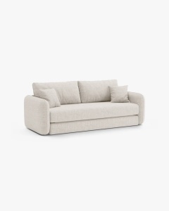 CANAPEA EXTENSIBILA DORMI, BEJ DESCHIS, 225X94 CM, TAPITAT CU TAPITERIE DIN TEXTIL STRUCTURAT MOLYBDEN, MICADONI - Img 3