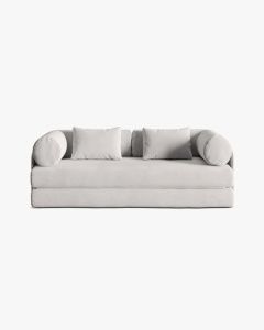 CANAPEA EXTENSIBILA DREAMY, CU 3 LOCURI, GRI DESCHIS, 206X95 CM, TAPITAT CU TAPITERIE DIN TEXTIL CATIFEA SALVADOR, MICADONI