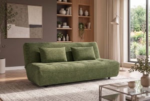 CANAPEA EXTENSIBILA ELYPSE 200CM, 3 LOCURI, REALIZATA DIN LEMN MASIV SI TEXTIL CHENILLE, CULOARE VERDE, INVICTA INTERIOR