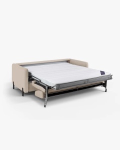 CANAPEA EXTENSIBILA GLORIA, CU 2 LOCURI, BEJ, 102X186 CM, TAPITAT CU TAPITERIE DIN TEXTIL STRUCTURAT BJORN, MICADONI - Img 2