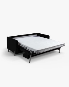 CANAPEA EXTENSIBILA GLORIA, CU 2 LOCURI, NEGRU, 102X206 CM, TAPITAT CU TAPITERIE DIN TEXTIL CATIFEA SALVADOR, MICADONI - Img 2
