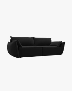 CANAPEA EXTENSIBILA KAELLE, 244 CM, CU 3 LOCURI, NEGRU, CU TAPITERIE DIN TEXTIL CATIFEA BLUVEL, MICADONI - Img 3