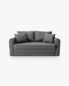 CANAPEA EXTENSIBILA LIDO, GRI INCHIS, 158X69 CM, TAPITAT CU TAPITERIE DIN TEXTIL STRUCTURAT SOLID, MICADONI