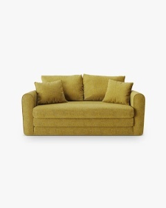 CANAPEA EXTENSIBILA LIDO, MELANJ GALBEN FLOAREA SOARELUI, 158X69 CM, TAPITAT CU TAPITERIE DIN TEXTIL STRUCTURAT BALTIMORE, MICADONI