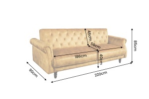 CANAPEA EXTENSIBILA LIVING MAISON 220CM, REALIZATA DIN CATIFEA, CULOARE GALBEN MUSTAR - Img 8