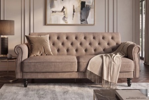 CANAPEA EXTENSIBILA MAISON BELLE 220CM, REALIZATA DIN LEMN SI CATIFEA, CULOARE GRI, INVICTA INTERIOR - Img 11