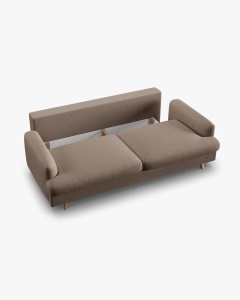 CANAPEA EXTENSIBILA NAOMI, CU 3 LOCURI, CAPPUCCINO, 233X110 CM, TAPITAT CU TAPITERIE DIN TEXTIL STRUCTURAT LIBERTY, MICADONI - Img 7