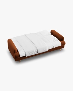 CANAPEA EXTENSIBILA NAOMI, CU 3 LOCURI, CARAMIZIU, 233X110 CM, TAPITAT CU TAPITERIE DIN TEXTIL CATIFEA SALVADOR, MICADONI - Img 3