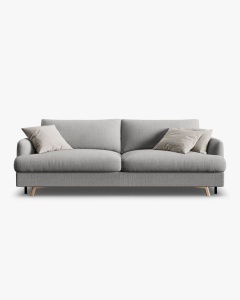 CANAPEA EXTENSIBILA NAOMI, CU 3 LOCURI, MELANJ GRI CENUSIU, 233X110 CM, TAPITAT CU TAPITERIE DIN TEXTIL STRUCTURAT LIBERTY, MICADONI