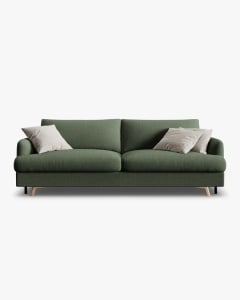 CANAPEA EXTENSIBILA NAOMI, CU 3 LOCURI, VERDE MUSCHI, 233X110 CM, TAPITAT CU TAPITERIE DIN TEXTIL STRUCTURAT LIBERTY, MICADONI