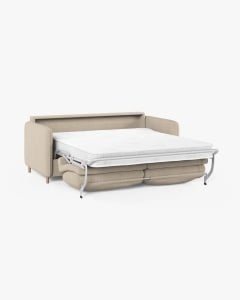 CANAPEA EXTENSIBILA SIMO, BEJ, 225X94 CM, TAPITAT CU TAPITERIE DIN TEXTIL STRUCTURAT BABEL, MICADONI - Img 3