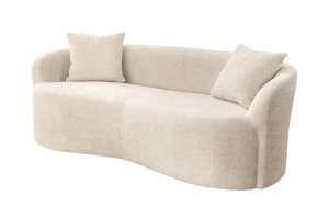 CANAPEA LIVING SEMIROTUNDA ELEMENTS, 180CM, 2 LOCURI, DIN LEMN SI MATERIAL BOUCLE, CULOARE BEJ, INVICTA INTERIOR
