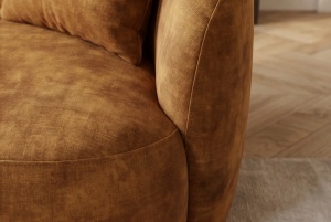 CANAPEA LIVING SEMIROTUNDA ELEMENTS, 180CM, 2 LOCURI, DIN LEMN SI MATERIAL CATIFEA, CULOARE GALBEN MUSTAR, INVICTA INTERIOR - Img 9