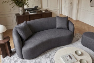 CANAPEA LIVING SEMIROTUNDA ELEMENTS, 180CM, 2 LOCURI, DIN LEMN SI MATERIAL CATIFEA, CULOARE GRI GRAFIT, INVICTA INTERIOR - Img 7