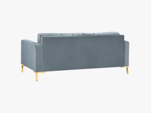 CANAPEA MAMAIA, 2 LOCURI, 152 CM, ALBASTRU DESCHIS 06/AURIU, TAPITERIE DIN CATIFEA, DESIGN DEOSEBIT - Img 4