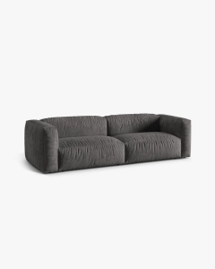 CANAPEA MARTINA, CU 3 LOCURI, GRI, 244 CM, CU TAPITERIE DIN TEXTIL CATIFEA VOGUE, MICADONI - Img 2