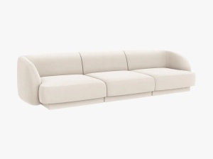 CANAPEA MILEY, 3 LOCURI, BEJ DESCHIS, TAPITERIE BOUCLE, DESIGN DEOSEBIT
